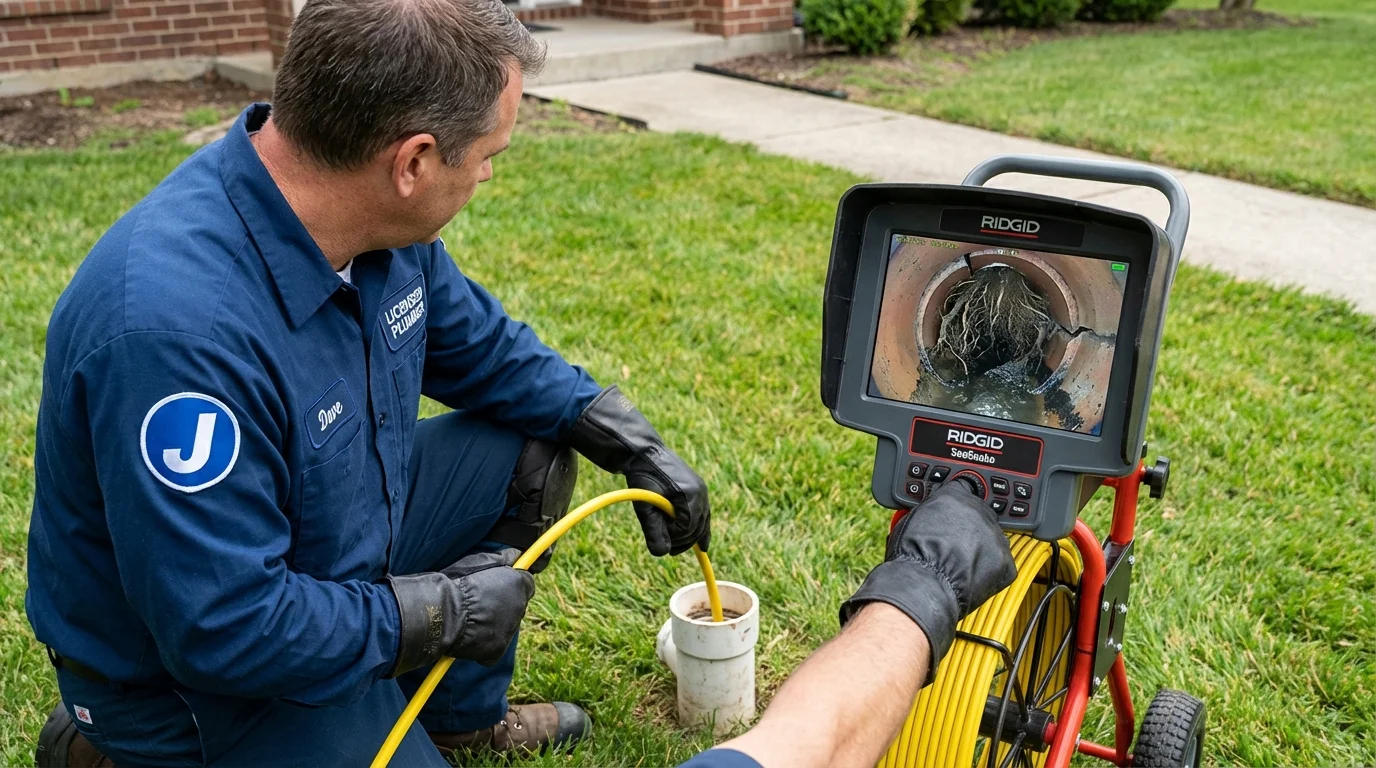 Sewer camera inspection being performed by Johns Plumbing LLC in Orrington